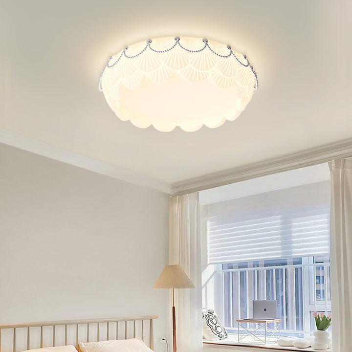 Plafonnier LED en acrylique moulé par rotation rectangulaire crème nordique contemporain pour salon 