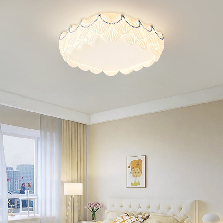 Plafonnier LED en acrylique moulé par rotation rectangulaire crème nordique contemporain pour salon 