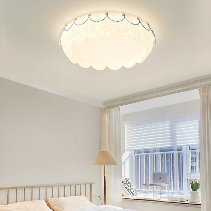 Plafonnier LED en acrylique moulé par rotation rectangulaire crème nordique contemporain pour salon 