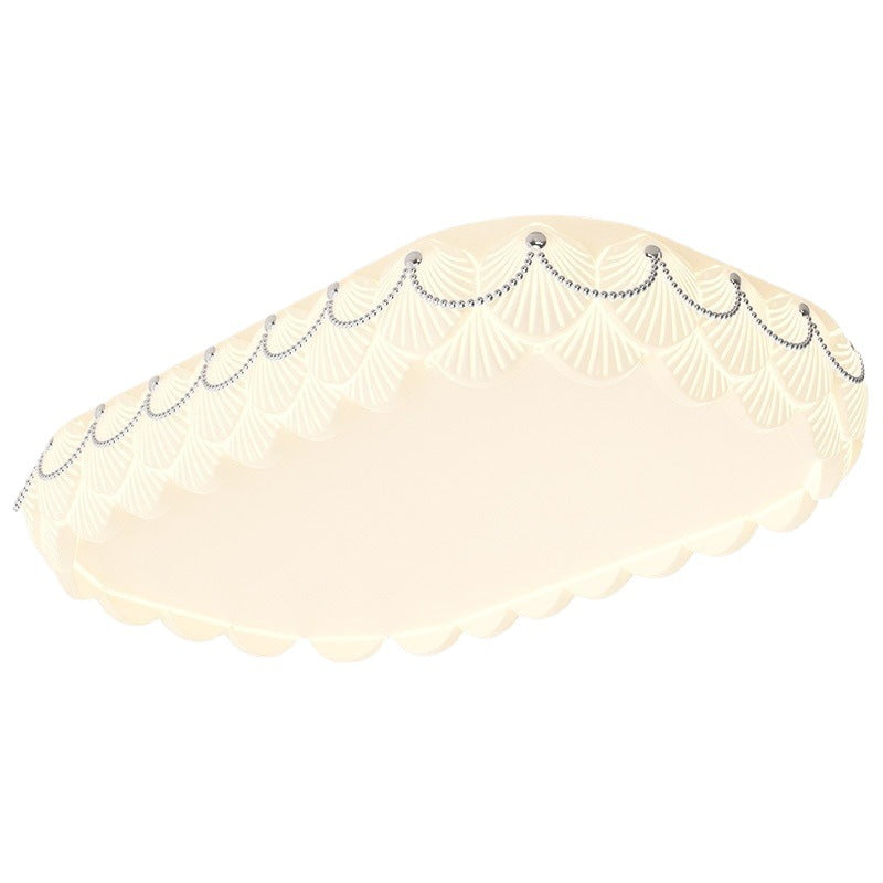 現代的な北欧の丸い長方形のクリーム回転成形ハードウェアアクリルLEDフラッシュマウント天井ライトリビングルーム用 