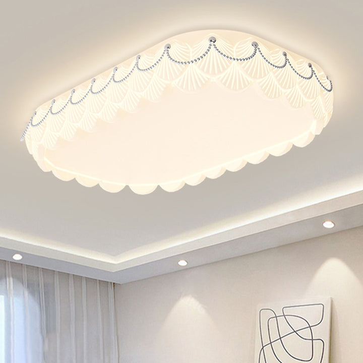 Plafonnier LED en acrylique moulé par rotation rectangulaire crème nordique contemporain pour salon 