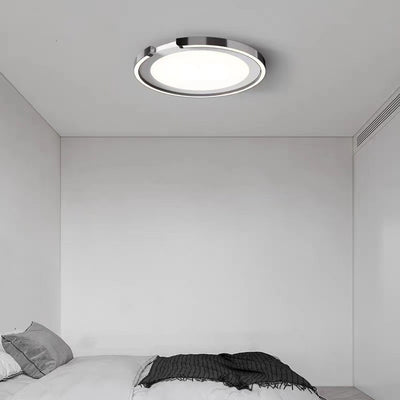 Modern Minimalist Round Aluminum Silicone Iron LED Flush Mount Ceiling Light For Bedroom