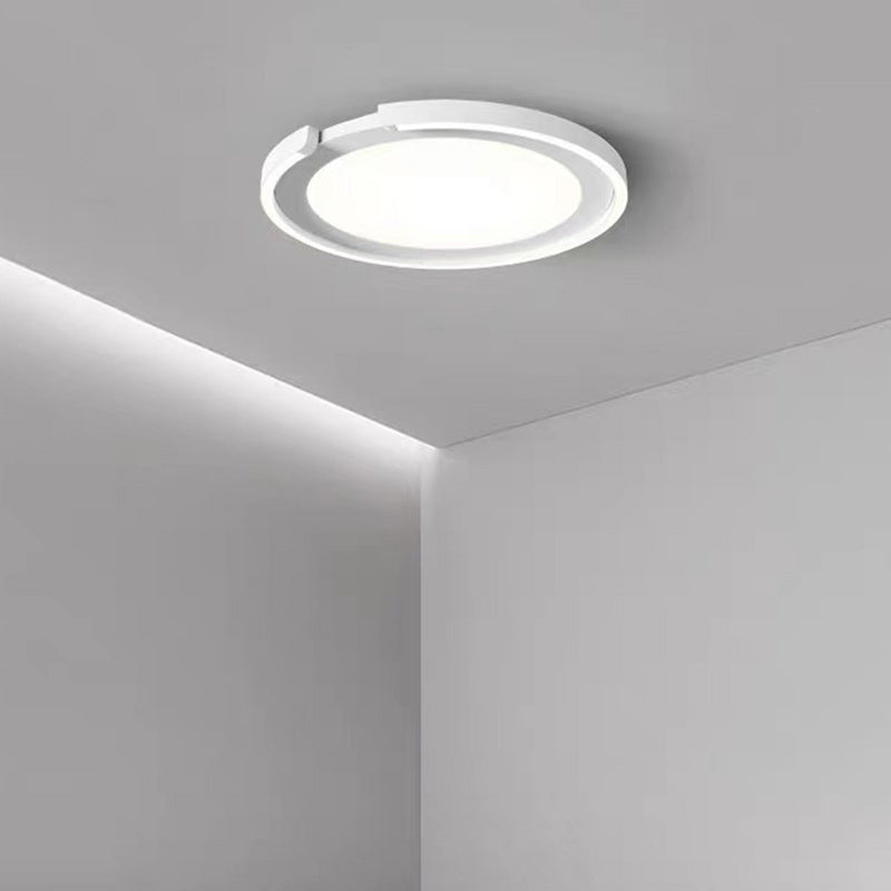 Modern Minimalist Round Aluminum Silicone Iron LED Flush Mount Ceiling Light For Bedroom