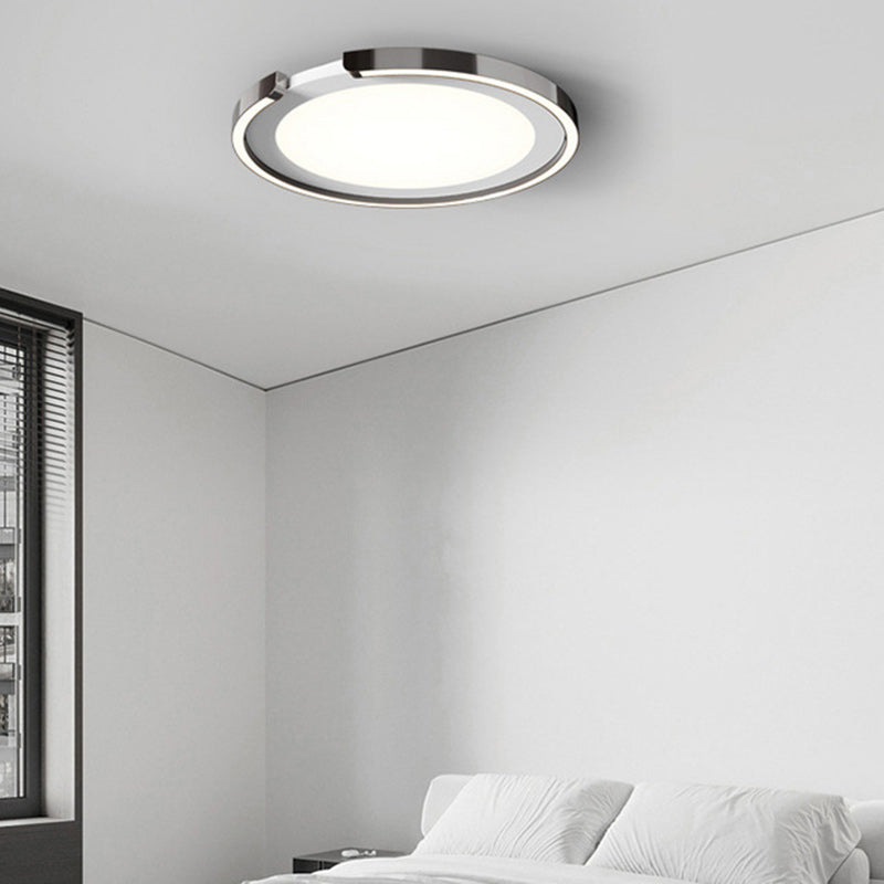 Modern Minimalist Round Aluminum Silicone Iron LED Flush Mount Ceiling Light For Bedroom