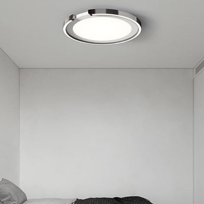 Modern Minimalist Round Aluminum Silicone Iron LED Flush Mount Ceiling Light For Bedroom