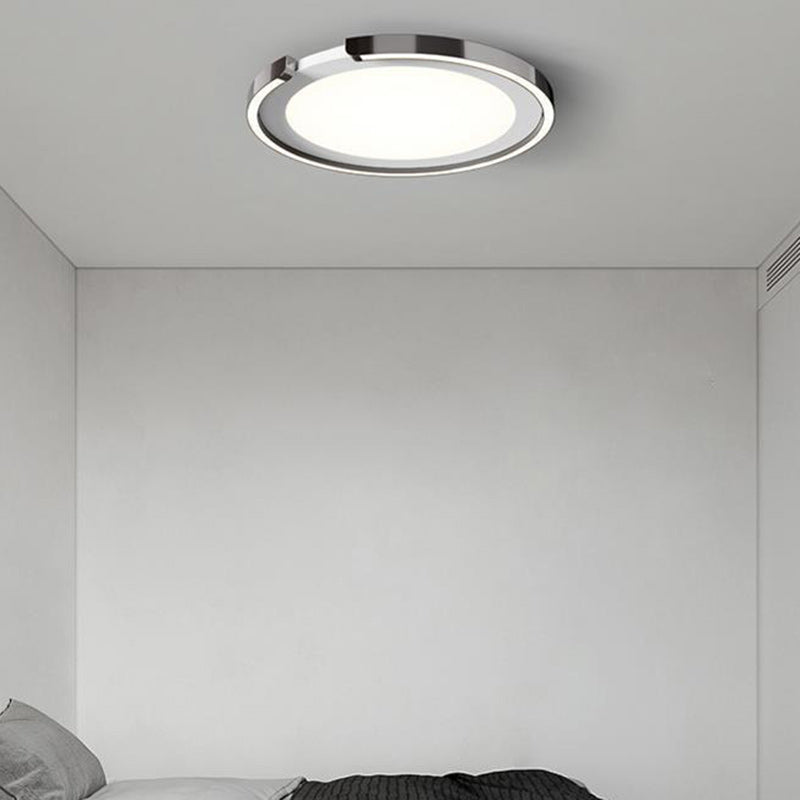 Modern Minimalist Round Aluminum Silicone Iron LED Flush Mount Ceiling Light For Bedroom