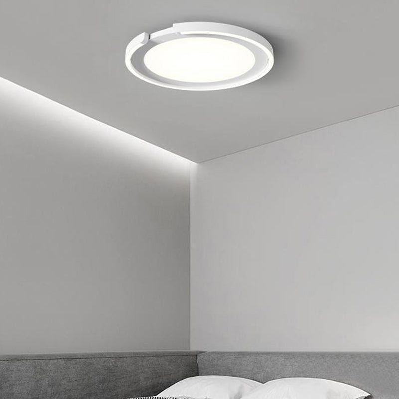 Modern Minimalist Round Aluminum Silicone Iron LED Flush Mount Ceiling Light For Bedroom