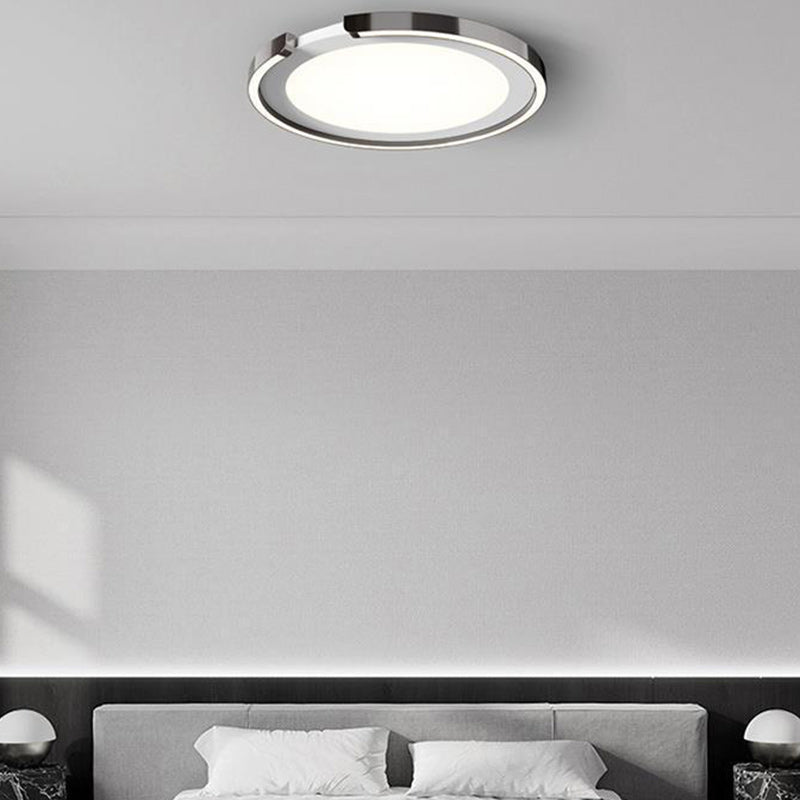 Modern Minimalist Round Aluminum Silicone Iron LED Flush Mount Ceiling Light For Bedroom