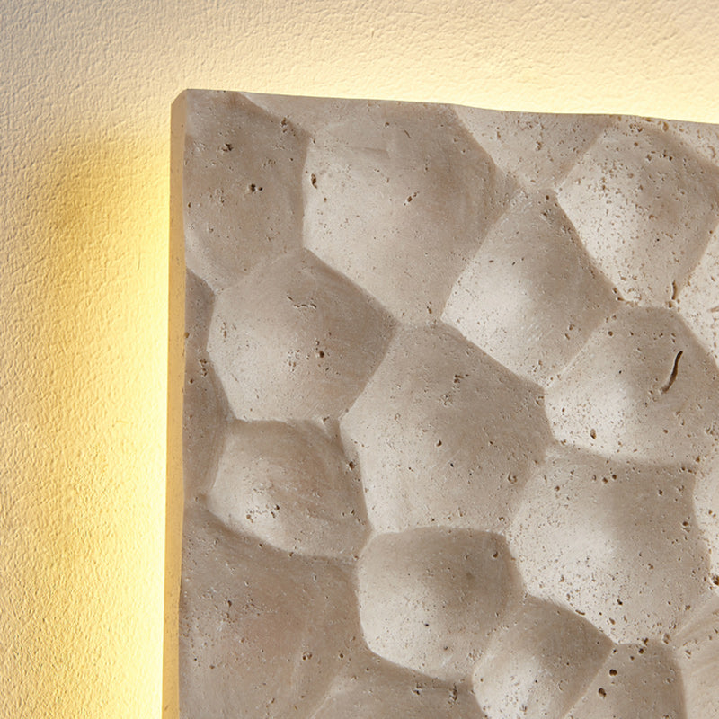 Modern Art Deco Square Yellow Travertine Waterproof LED Wall Sconce Lamp For Hallways