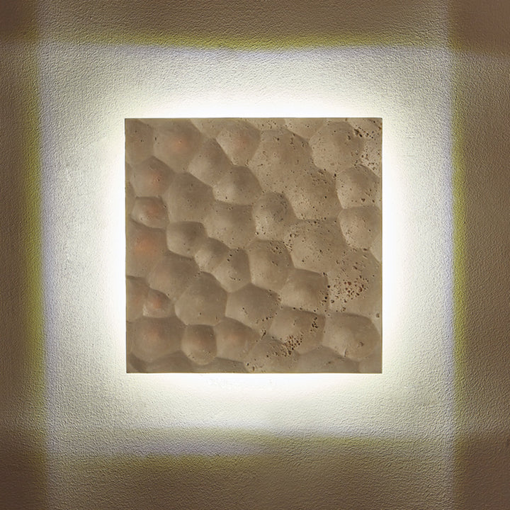 Modern Art Deco Square Yellow Travertine Waterproof LED Wall Sconce Lamp For Hallways