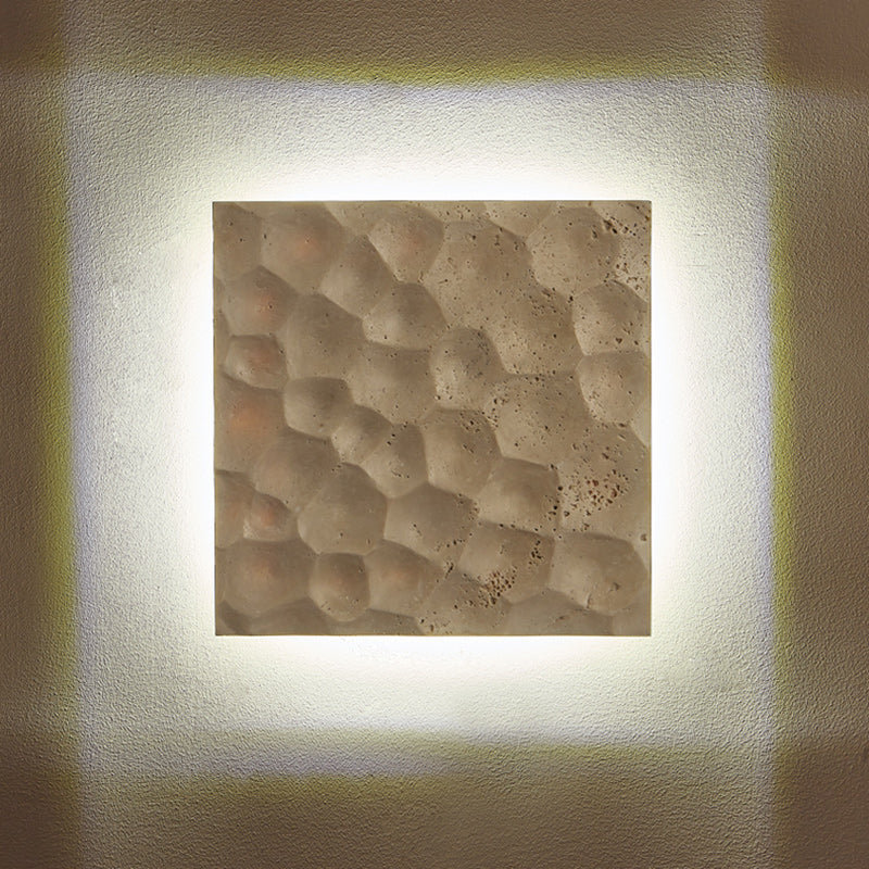 Lámpara de pared LED impermeable de travertino amarillo cuadrado Art Deco moderno para pasillos 