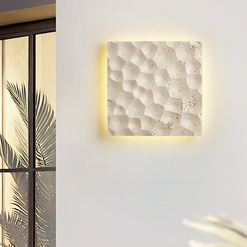 Modern Art Deco Square Yellow Travertine Waterproof LED Wall Sconce Lamp For Hallways