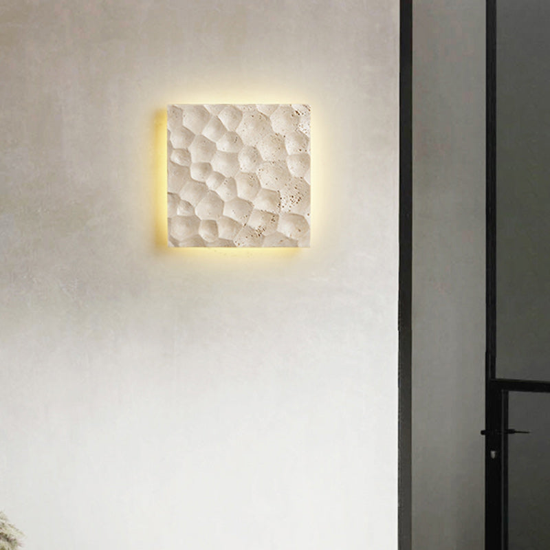 Modern Art Deco Square Yellow Travertine Waterproof LED Wall Sconce Lamp For Hallways