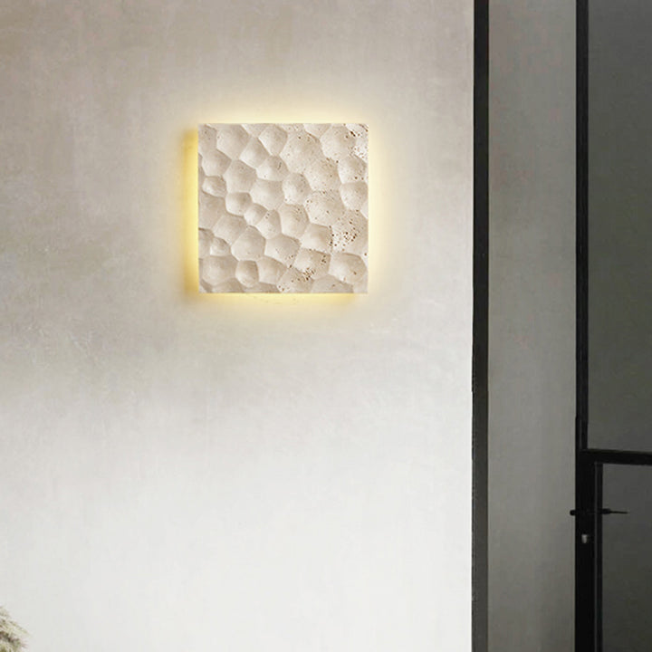 Modern Art Deco Square Yellow Travertine Waterproof LED Wall Sconce Lamp For Hallways