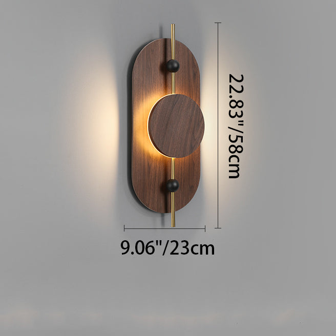 Moderne Art Deco Runde Ovale Massivholz Eisen Spleiß LED Wandleuchte Für Wohnzimmer 