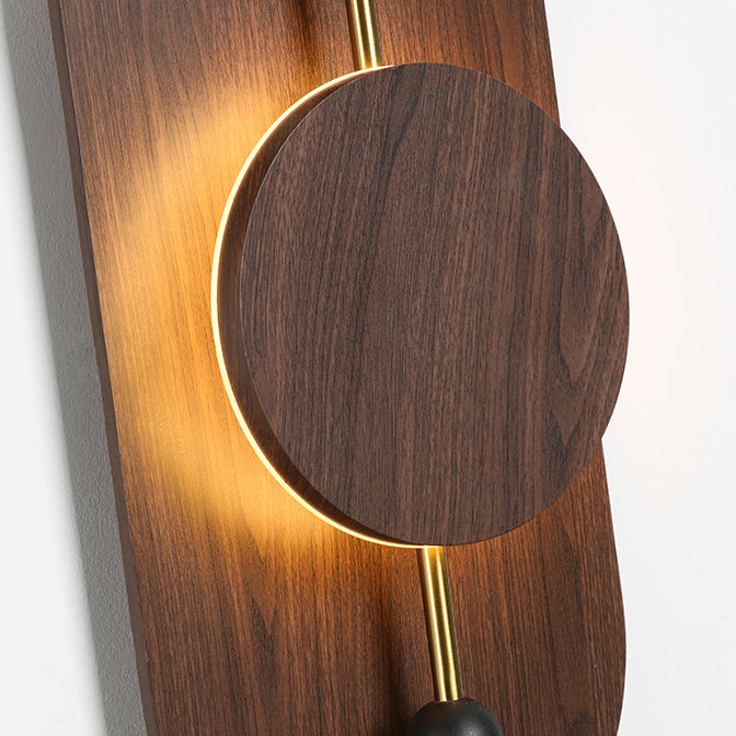 Moderne Art Deco Runde Ovale Massivholz Eisen Spleiß LED Wandleuchte Für Wohnzimmer 