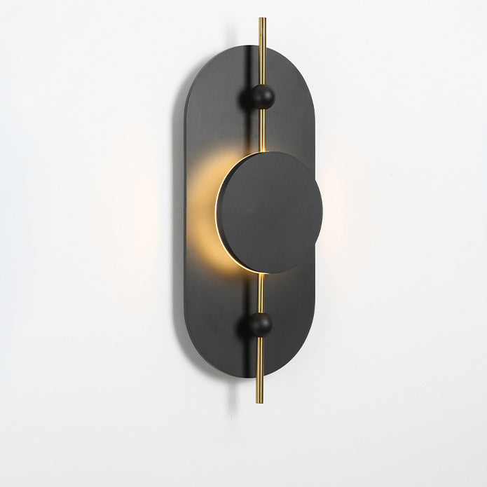 Moderne Art Deco Runde Ovale Massivholz Eisen Spleiß LED Wandleuchte Für Wohnzimmer 