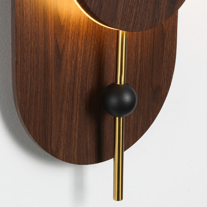 Moderne Art Deco Runde Ovale Massivholz Eisen Spleiß LED Wandleuchte Für Wohnzimmer 