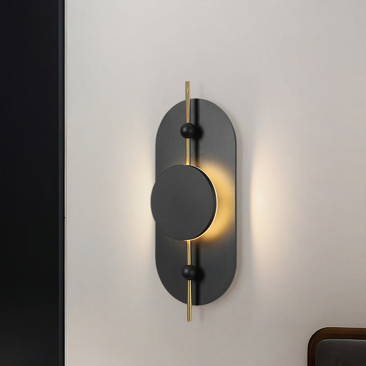 Moderne Art Deco Runde Ovale Massivholz Eisen Spleiß LED Wandleuchte Für Wohnzimmer 
