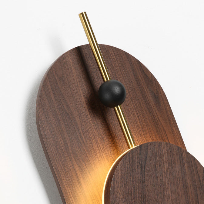 Moderne Art Deco Runde Ovale Massivholz Eisen Spleiß LED Wandleuchte Für Wohnzimmer 