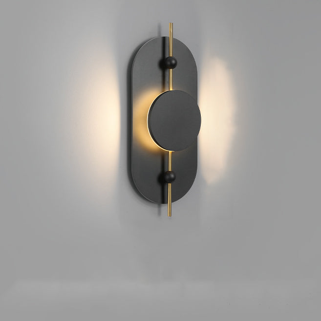 Moderne Art Deco Runde Ovale Massivholz Eisen Spleiß LED Wandleuchte Für Wohnzimmer 