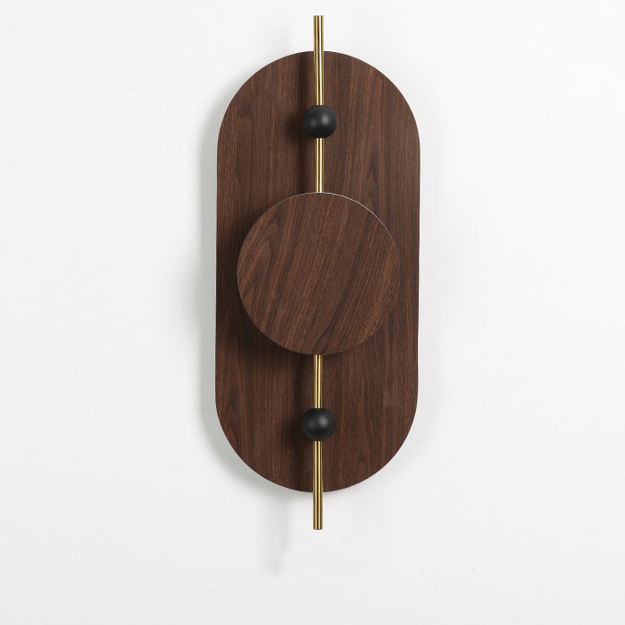 Modern Art Deco Round Oval Solid Wood Iron Splicing LED Wall Sconce Lamp For Living Room