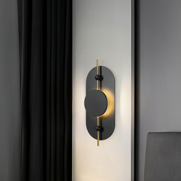Moderne Art Deco Runde Ovale Massivholz Eisen Spleiß LED Wandleuchte Für Wohnzimmer 