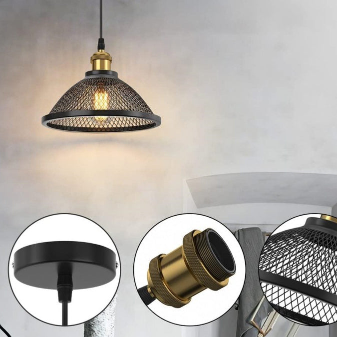 Contemporary Scandinavian Dome Full Iron Net Lampshade 1 - Light Pendant Light For Dining Room