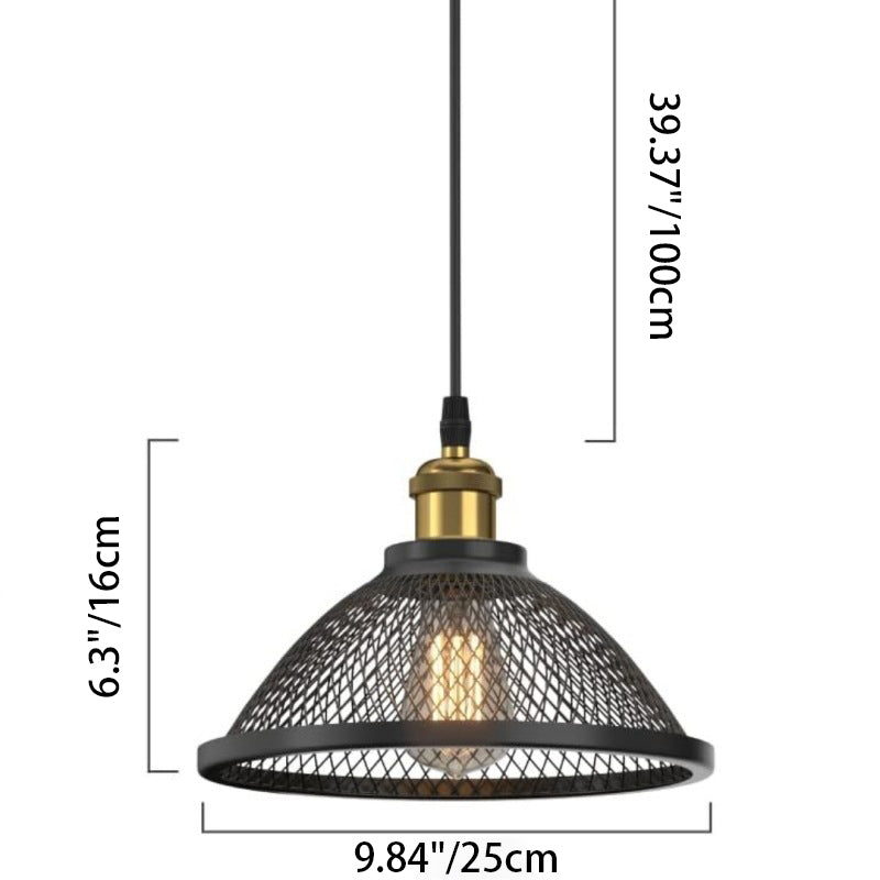 Contemporary Scandinavian Dome Full Iron Net Lampshade 1 - Light Pendant Light For Dining Room