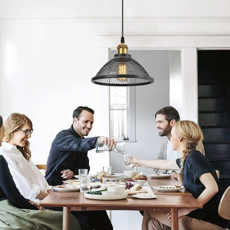 Contemporary Scandinavian Dome Full Iron Net Lampshade 1 - Light Pendant Light For Dining Room