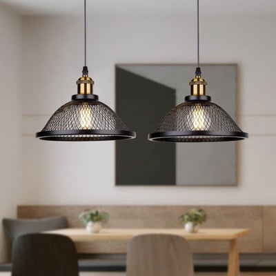 Contemporary Scandinavian Dome Full Iron Net Lampshade 1 - Light Pendant Light For Dining Room