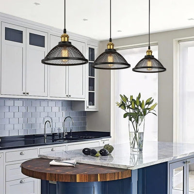 Contemporary Scandinavian Dome Full Iron Net Lampshade 1 - Light Pendant Light For Dining Room