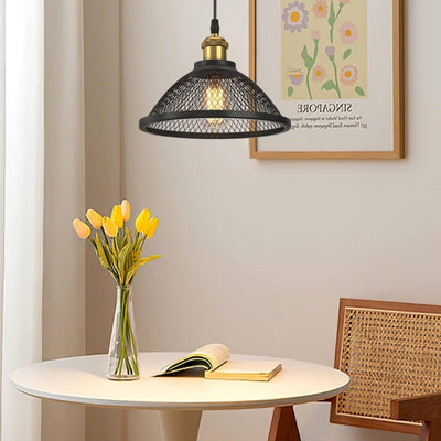 Contemporary Scandinavian Dome Full Iron Net Lampshade 1 - Light Pendant Light For Dining Room