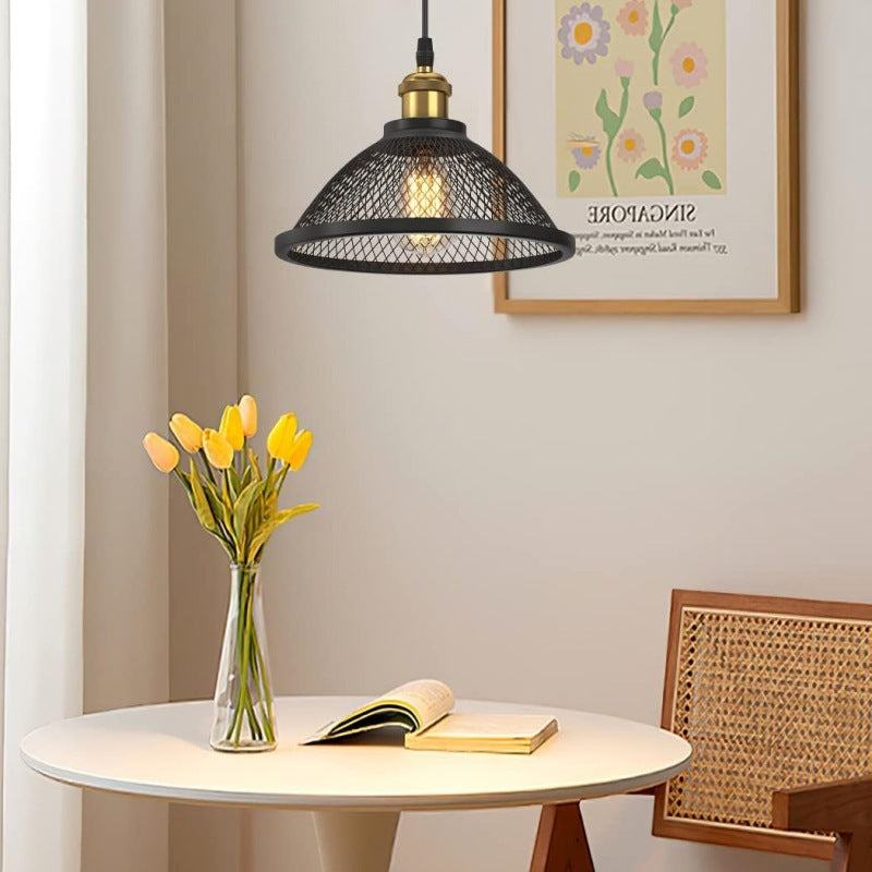 Contemporary Scandinavian Dome Full Iron Net Lampshade 1 - Light Pendant Light For Dining Room
