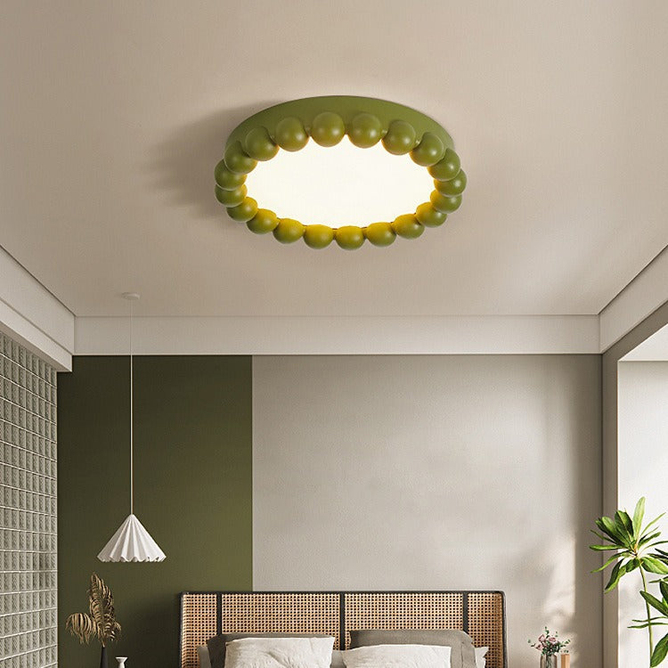 Zeitgenössische nordische runde Kuchenform Fiberglas Acryl LED Deckenleuchte für das Schlafzimmer 
