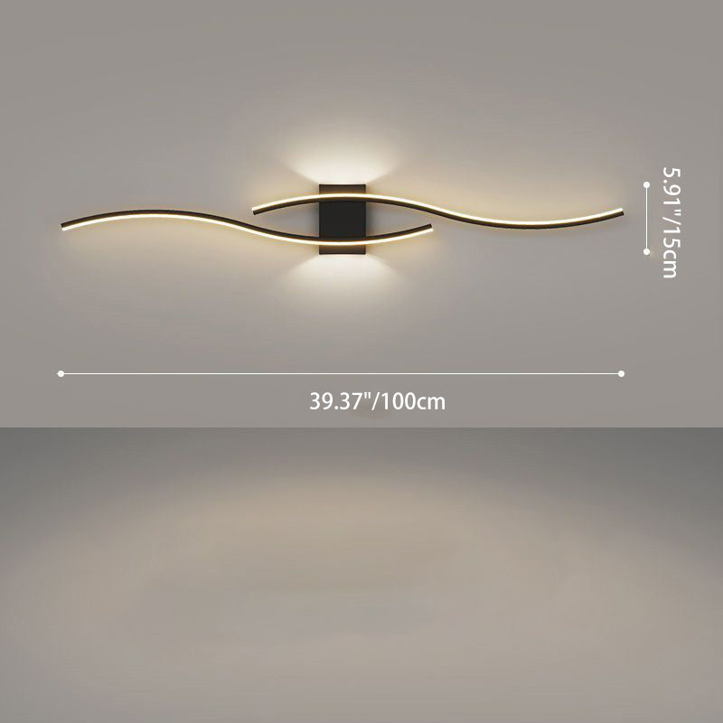 Applique murale LED en fer et acrylique à longue courbe moderne minimaliste pour salon 