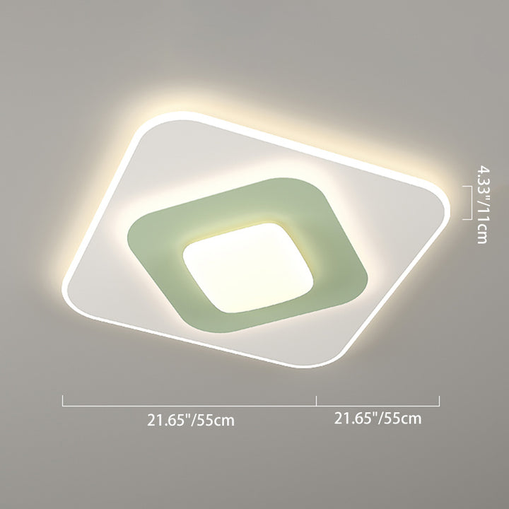 Plafonnier LED contemporain carré ovale en fer avec fleurs nordiques pour chambre à coucher 