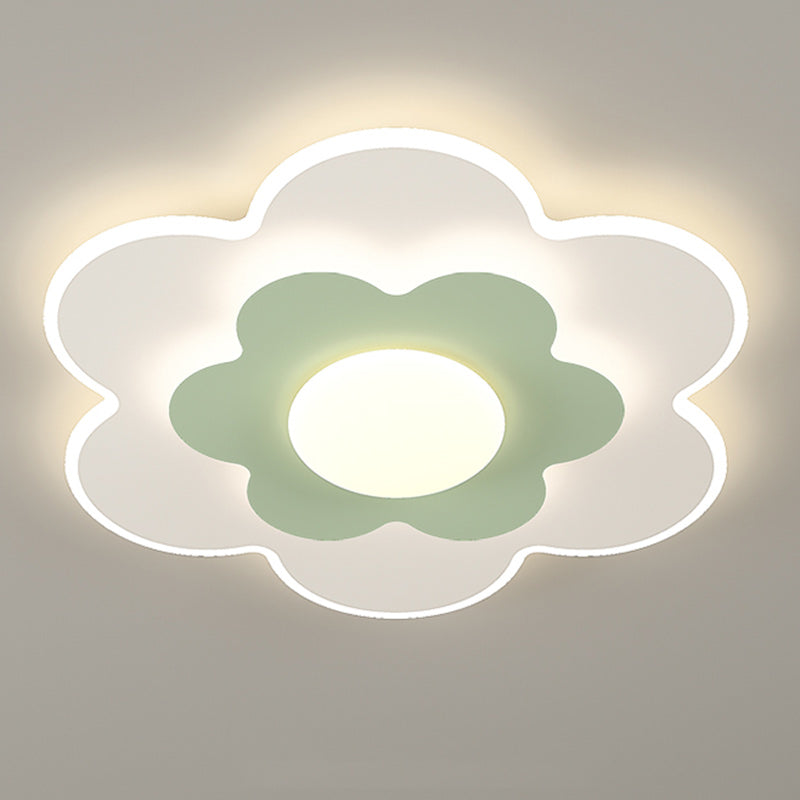 Plafonnier LED contemporain carré ovale en fer avec fleurs nordiques pour chambre à coucher 
