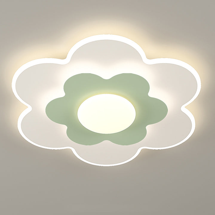 Plafonnier LED contemporain carré ovale en fer avec fleurs nordiques pour chambre à coucher 