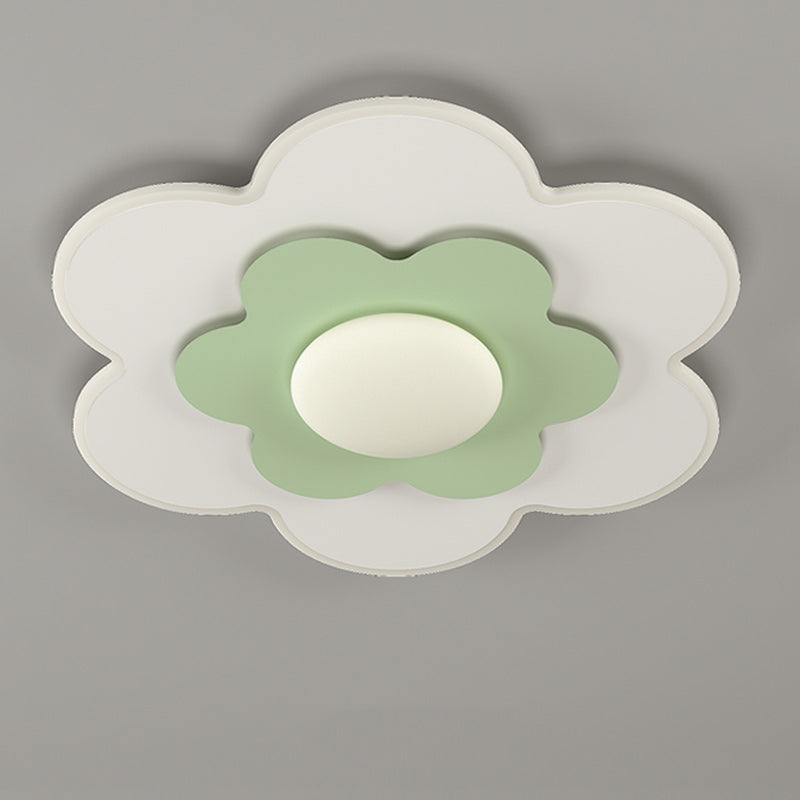 Plafonnier LED contemporain carré ovale en fer avec fleurs nordiques pour chambre à coucher 