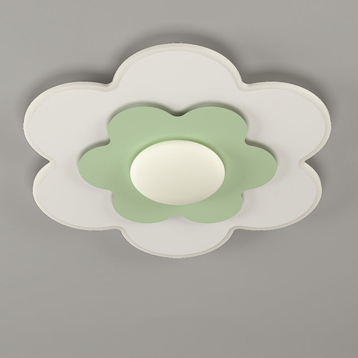 Plafonnier LED contemporain carré ovale en fer avec fleurs nordiques pour chambre à coucher 