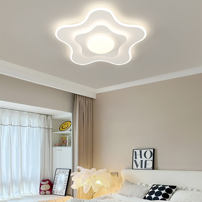 Plafonnier LED contemporain carré ovale en fer avec fleurs nordiques pour chambre à coucher 
