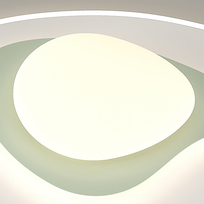 Luz de techo LED montada al ras de hierro PE con forma ovalada cuadrada nórdica contemporánea para dormitorio 