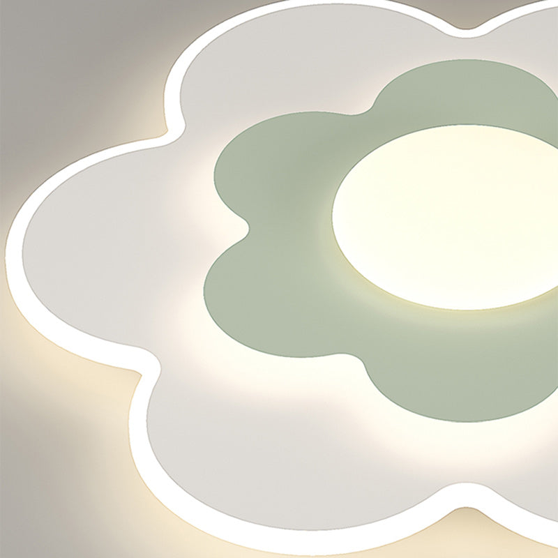 Plafonnier LED contemporain carré ovale en fer avec fleurs nordiques pour chambre à coucher 