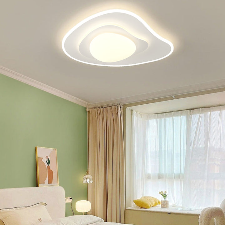 Plafonnier LED contemporain carré ovale en fer avec fleurs nordiques pour chambre à coucher 
