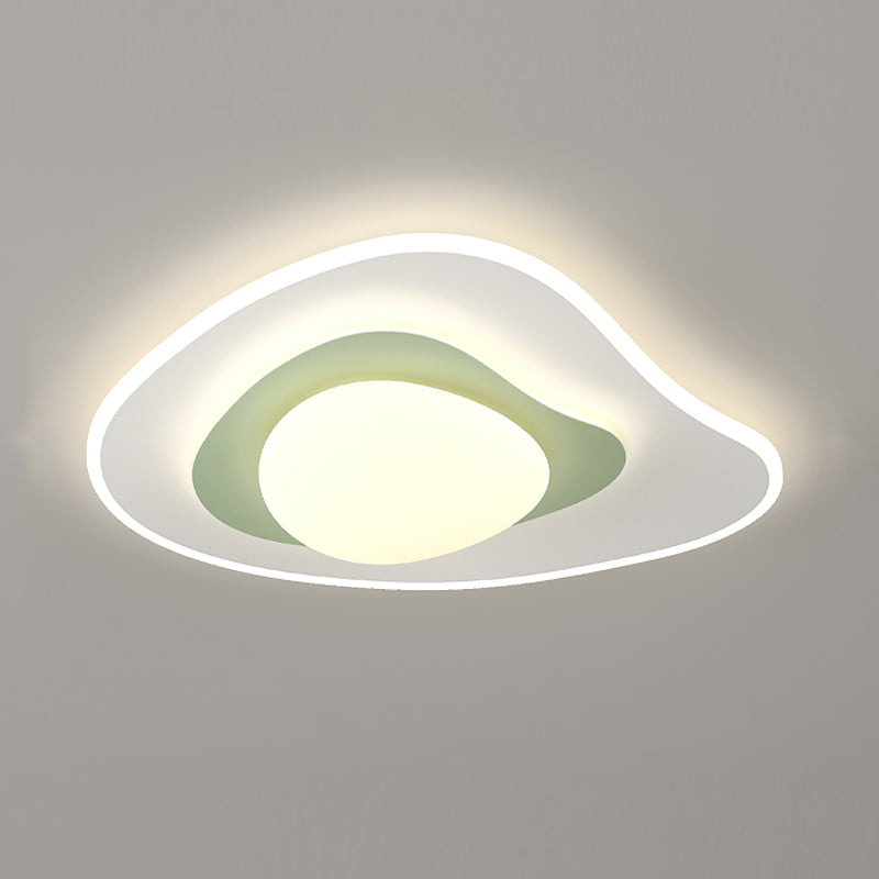 Plafonnier LED contemporain carré ovale en fer avec fleurs nordiques pour chambre à coucher 