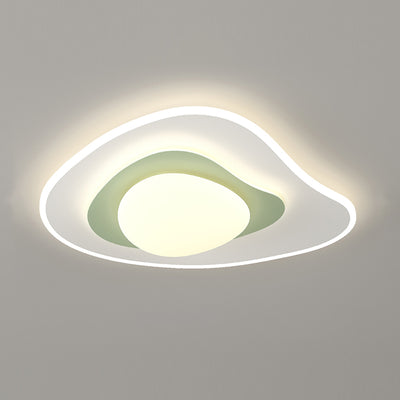 Luz de techo LED montada al ras de hierro PE con forma ovalada cuadrada nórdica contemporánea para dormitorio 