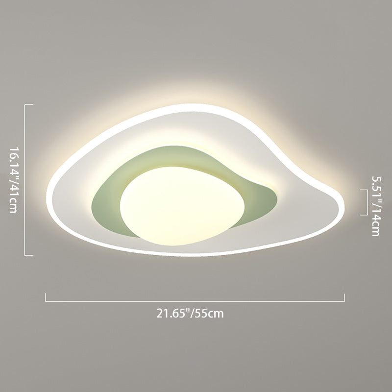 Luz de techo LED montada al ras de hierro PE con forma ovalada cuadrada nórdica contemporánea para dormitorio 