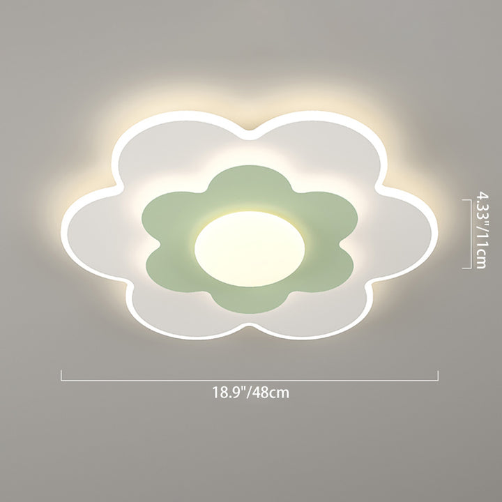 Plafonnier LED contemporain carré ovale en fer avec fleurs nordiques pour chambre à coucher 