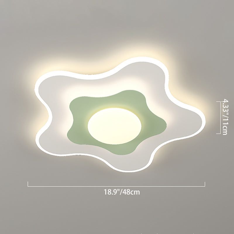 Plafonnier LED contemporain carré ovale en fer avec fleurs nordiques pour chambre à coucher 